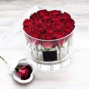Hochzeit verwenden Acryl Blumenkasten mit Deckel mit benutzerdefinierten Rosen 