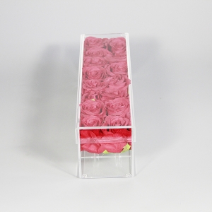 Lange rechteckige Acryl Rose Box für 12 Rosen 