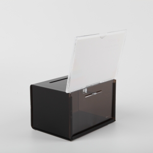 Schwarze Deluxe Acryl Wahlurne Plexiglas Spende Box mit Schild und Schloss 