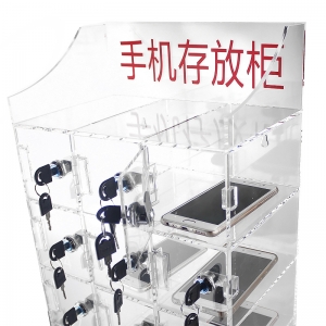 15 Schlitze transparente klare Acryl-Telefon-Aufbewahrungsbox Plexiglas-Vitrine mit Schloss 