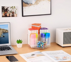 Acryl-Desktop-Briefpapier-Organizer Bürogebrauch Quadratischer Bleistifthalter 