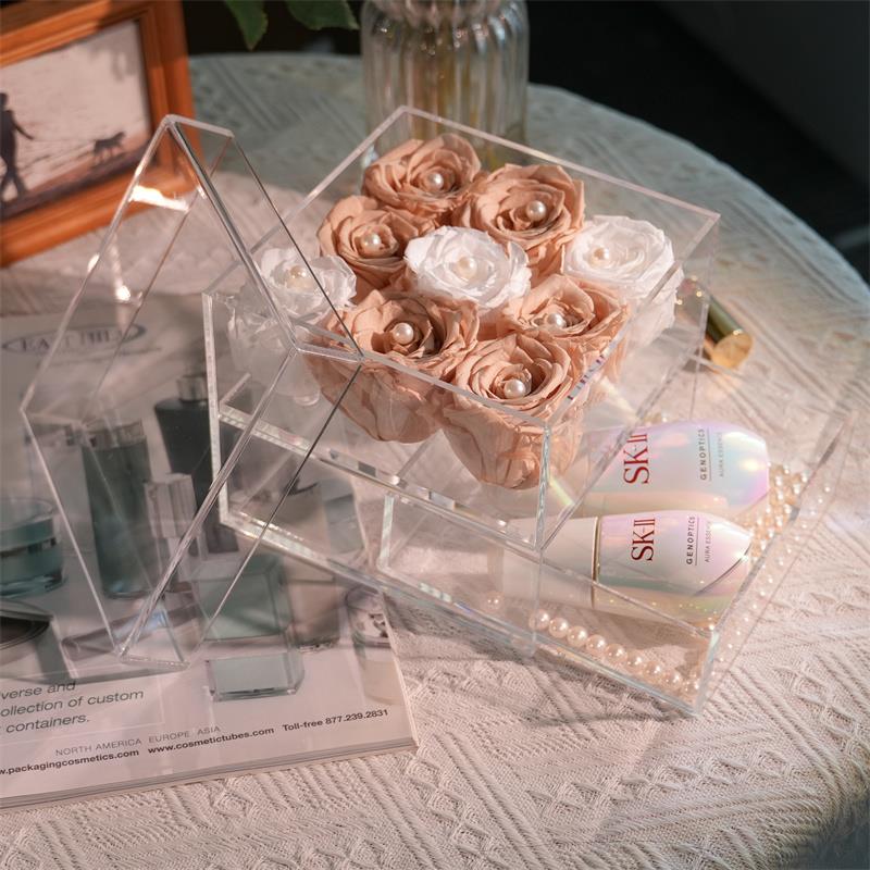 acrylic rose box with drawer
