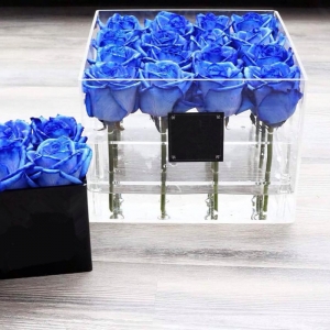 handgemachte quadratische Acryl Blumen Geschenkbox mit Band 