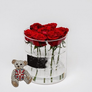 Hochzeit verwenden Acryl Blumenkasten mit Deckel mit benutzerdefinierten Rosen 