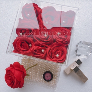 Muttertag Geschenk Acryl 9 Rosen Box mit Geschenkschublade 