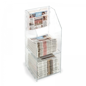 Zeitungsständer aus Plexiglas, klares Acryl, 2-stufiger Displayhalter 
