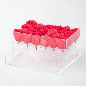 Rechteck klarer Acryl Blumenkasten für 24 Rosen mit Schublade 