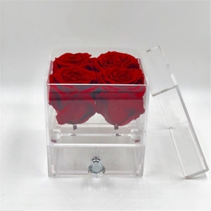 quadratisches klares Acryl 4 Rosenblumenkasten mit Schublade 