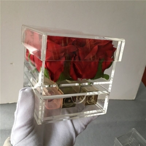 Großhandel 4 Löcher Acryl Rose Blumenkasten mit Schublade 