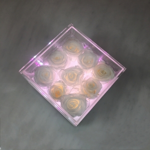  Yageli kundenspezifische Acryl ewige Rosenblumenbox für Geschenk mit LED-Licht 