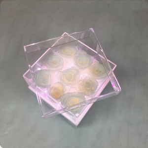  Yageli kundenspezifische Acryl ewige Rosenblumenbox für Geschenk mit LED-Licht 