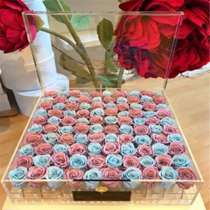 große 100-Loch-Acryl-Rosenblumenbox für Geschenk 
