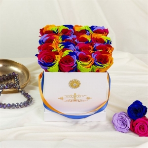 Quadratische starre Pappgeschenkkoffer Papierblume-Geschenkbox für Hochzeit 