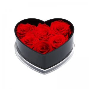 Schwarzes Herz geformt 6 Löcher Acryl Rose Blumenkästen zum Verkauf 
