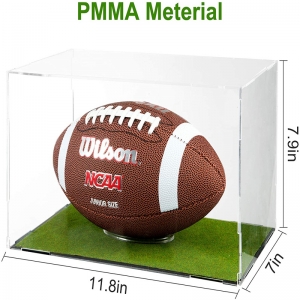 Durchsichtige Fußball-Aufbewahrungsbox mit Kunstrasen-Pad Tribünen-Fußballvitrine mit Ballhalter 