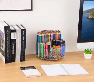 Acryl-Desktop-Briefpapier-Organizer Bürogebrauch Quadratischer Bleistifthalter 