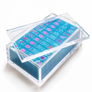 Transparenter Schiebedeckel aus Plexiglas, Mahjong-Spielset, Acrylgehäuse 