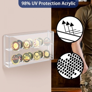 Durchsichtige Acryl-Münzenvitrine für militärische Herausforderungen 