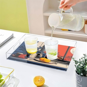 Maßgeschneidertes transparentes Acryl-Serviertablett mit Einsatz 