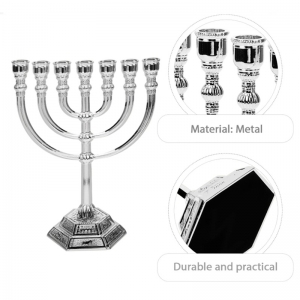 Jüdische Kerzenhalter aus silbernem Metall, Judaica Menorah 