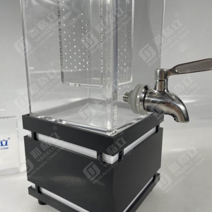 Transparenter, maßgeschneiderter Getränkespender aus Acryl mit Zapfhahn und LED-Licht 