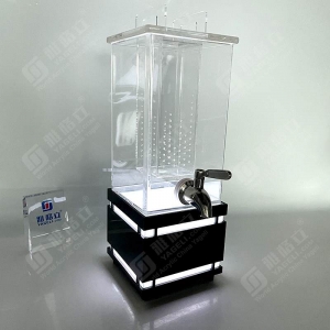 Transparenter, maßgeschneiderter Getränkespender aus Acryl mit Zapfhahn und LED-Licht 