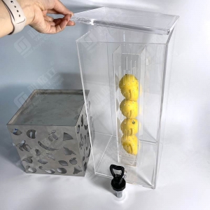 Getränkespender aus klarem Lucite-Acryl mit Edelstahlsockel 