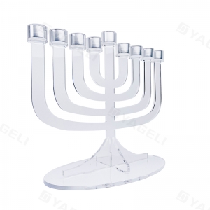 Abnehmbare, durchsichtige Chanukka-Menora aus Acryl mit 9 Zweigen aus Lucite 