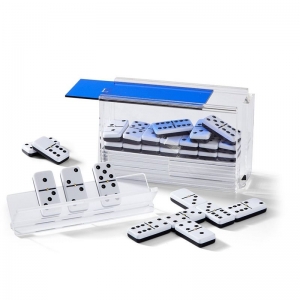 Blue Deckel DIY Acryl Domino Game Set mit Racks 