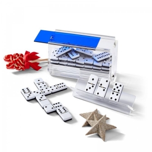 Blue Deckel DIY Acryl Domino Game Set mit Racks 