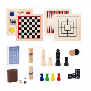 All-in-One-hölzerne fliegende Schachstange Backgammon Xo Schachspiel Set 