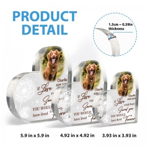 Custom Hören Sie geformte Pet Memorial Acryl Plaque 