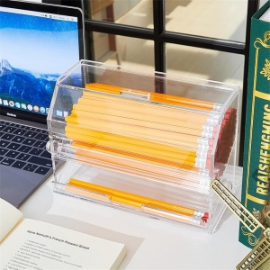 YAGELI Bleistiftspenderbox aus transparentem Acryl mit Strohhalm 