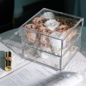 Acryl-Rosenbox mit Schublade