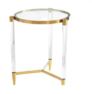 Goldfarbener Metallrahmen und Acrylbeine für das Wohnzimmer