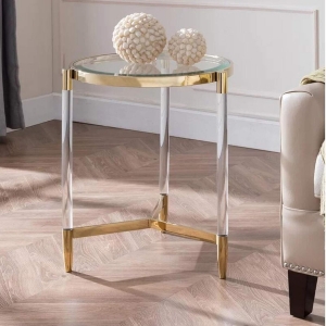 Moderner runder Couchtisch mit Glasplatte 