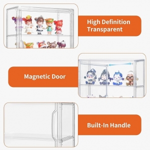 Durchsichtige Acrylvitrine mit Trennwänden zur Aufbewahrung von Figuren und Sammlerstücken 