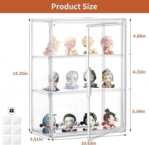 Durchsichtige Acrylvitrine mit Trennwänden zur Aufbewahrung von Figuren und Sammlerstücken 