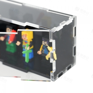 Hochwertiger LEGO-Displayständer aus schwarzem und weißem Acryl – UV-geschützte, zweilagige Sammlervitrine 