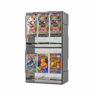 Stapelbarer 3-Fach schwarzer Acryl-Boosterpack-Spender 