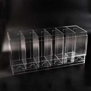Transparenter Acryl-Booster-Pack-Spender mit 6 Fächern, stapelbarer Sammelkarten-Pack-Halter 